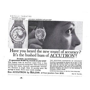 Accutron Bulova Watch ADVERT 1960s Vintage Print Ad 9 inch Tall